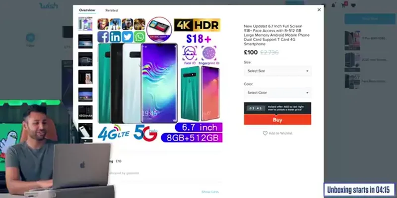 Fake Samsung Galaxy S18 Plus (Wish clone)