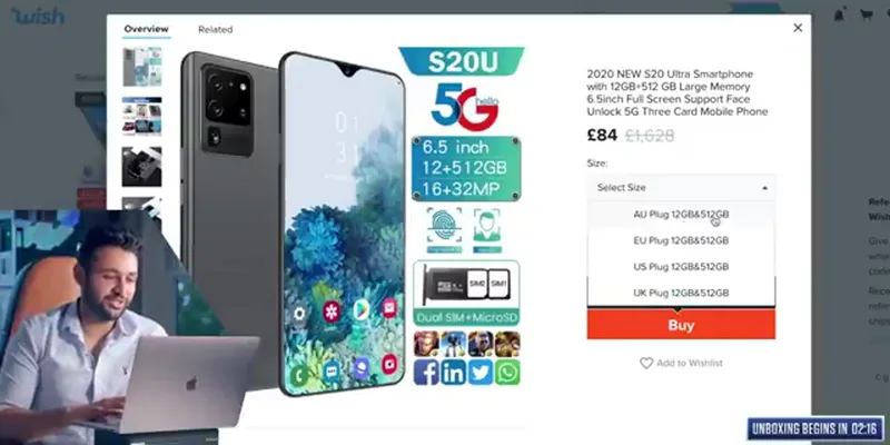 Fake Samsung Galaxy S20 Ultra (Wish, oversized)